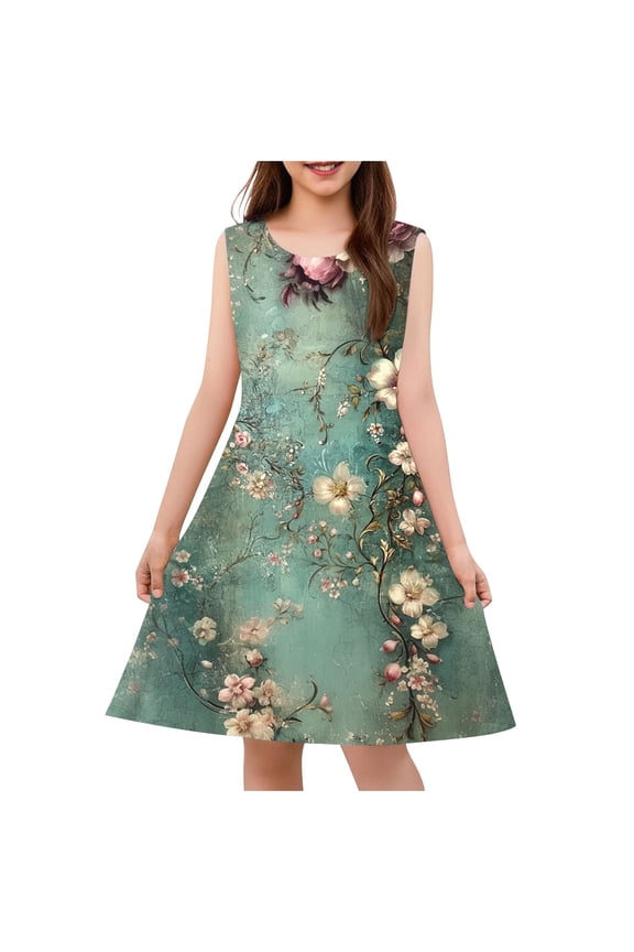 Girls Dresses Size 6 Summer Elegant Sleeveless Kids' Satin Dress Crewneck Dresses Flower Girl Dresses Size 10-12 White Casual Loose Flowy Tiered Dresses with Pockets 5 Years