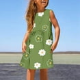 thumbnail image 1 of Girls Dresses Size 7-8Y Cute Floral Print Crewneck Sleeveless Sundress Comfortable Summer Kids Casual Dress, 1 of 5
