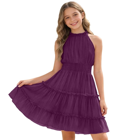 Girls Dresses Size 8 , Party Dress Girls Girls Summer Casual Dress Solid Color Sleeveless A Line Party Outfit Toddler