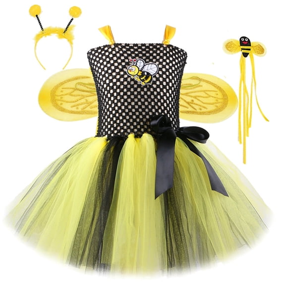 Girls' Dresses Sizes 2-3 Years A-Line Kids Baby Spring Summer Floral Bee Fancy Carnival Accessory Set Fit & Flare Yellow Tutu Dress