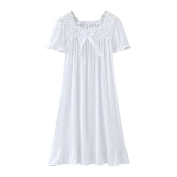 Girls Dresses Sizes 2-3 Years A-Line Kids Baby Spring Summer Print Ruffle Short Sleeve Sleepwear Fit & Flare White Sun Dress