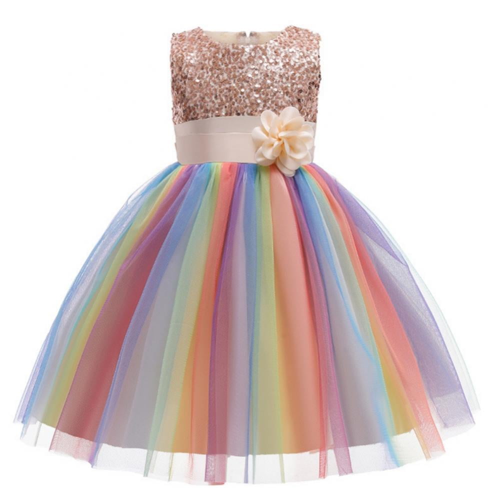 Amazon.com: Happy Cherry Toddler Girls Floral Formal Party Dresses Bow Tie  Tea Party Dress Ball Gown Birthday Party Dresses Blue B 6-7 Years:  Clothing, Shoes & Jewelry