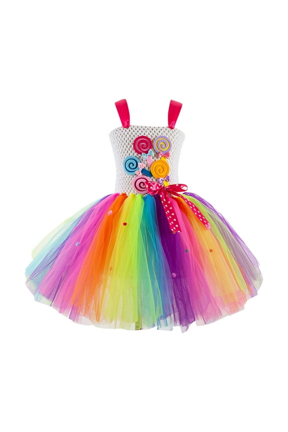 Girls Dresses Sleeveless Birthday Dresses Party Tutu Princess Dresses Kids Rainbow Dress Baby Dress Purple 2 Years-3 Years