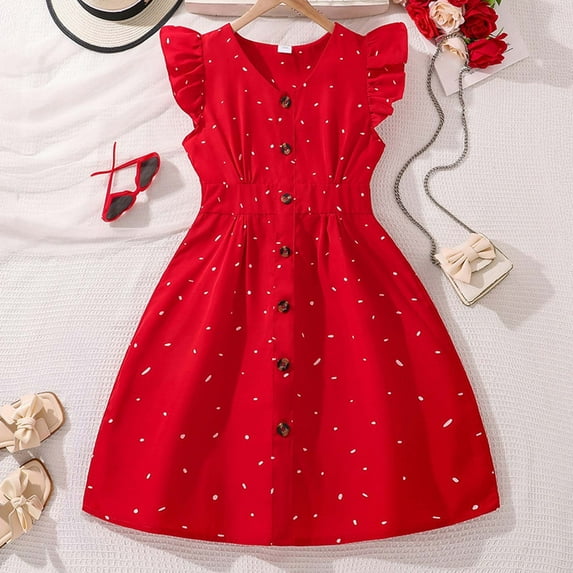 Girls' Dresses Sleeveless Girls Casual Dresses A-line Dress Summer Dresses for Girls 7-8 Years