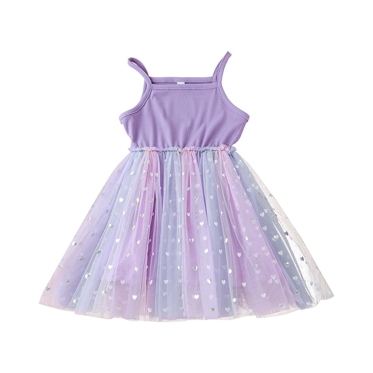Girls' Dresses Sleeveless Strap Tulle Patchwork Summer Princess Casual ...