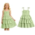thumbnail image 1 of Girls Dresses Spaghetti Strap Layered Ruffle Flared Swing Dress Kids Dresses 9-10 Years, 1 of 8