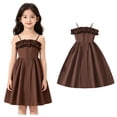 thumbnail image 1 of Girls' Dresses Spaghetti Strap Ruffle Flared Swing Dress Spring Dress for Girls 7-8 Years, 1 of 6
