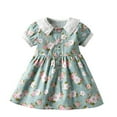 thumbnail image 1 of Girls Dresses Spring Summer Floral Cotton Short Sleeve Princess Clothes Toddler Girls ,Size 18 Months-24 Months, 1 of 4
