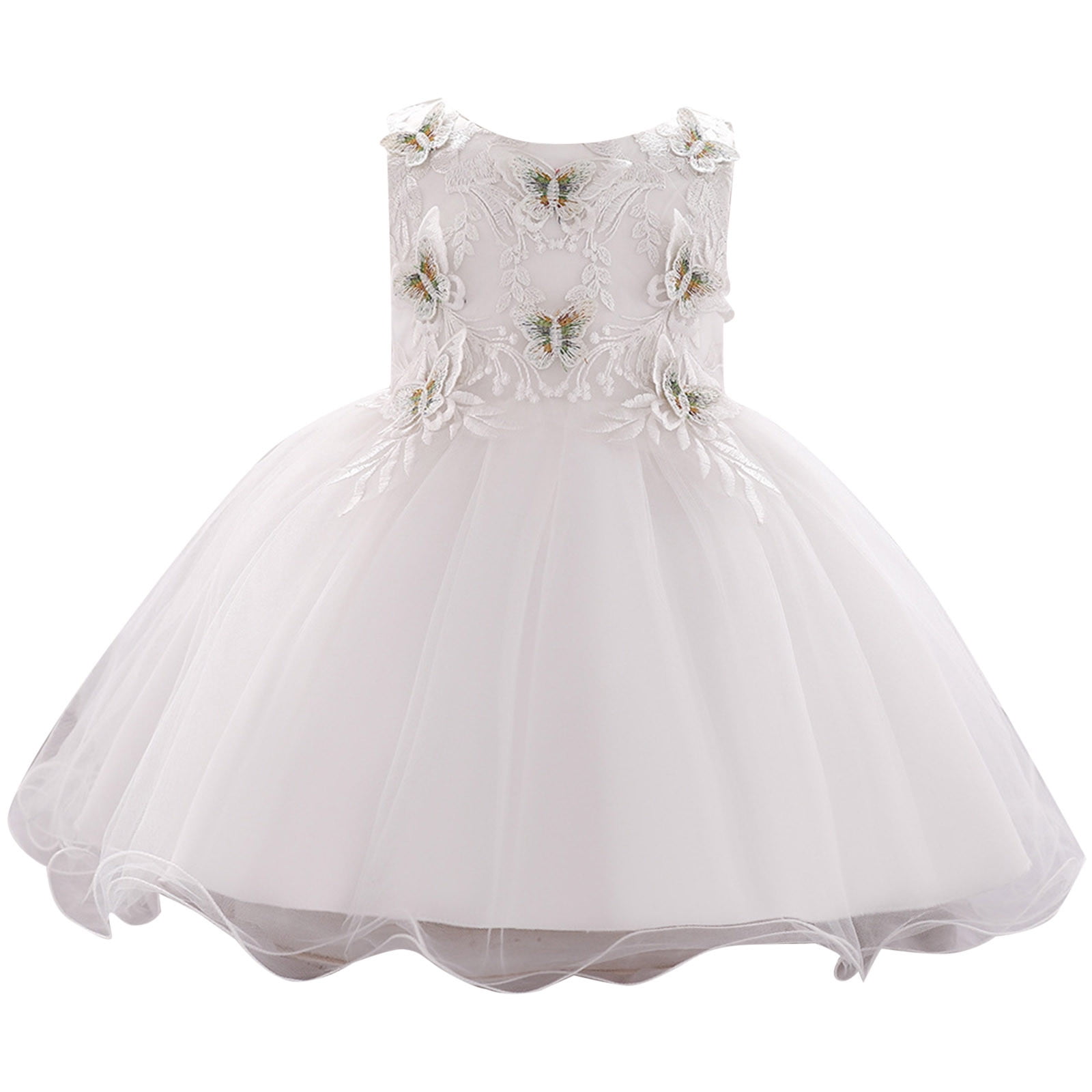 Girls' Dresses Spring Summer Solid Tulle Ruffle Sleeveless Princess ...