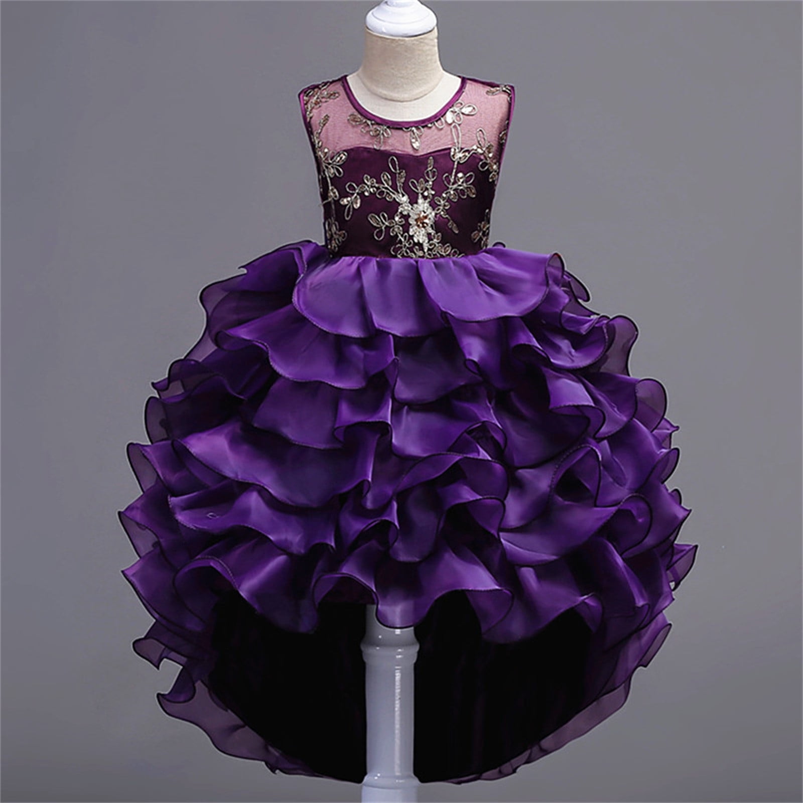 Girls Dresses Spring Summer Tulle Sequins Glitter Performance formal ...