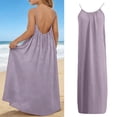 thumbnail image 1 of Girls Dresses Summer Backless Cami Dresses Sleeveless House Dress Purple Flowy Dress Long Sundress Cute Summer Outfits, 1 of 6