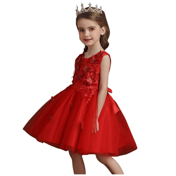Girls Dresses Summer Butterfly Printed Tulle Skirt Princess Dress Puffy Dress Little Girl Dresses,Size 9 Years-10 Years