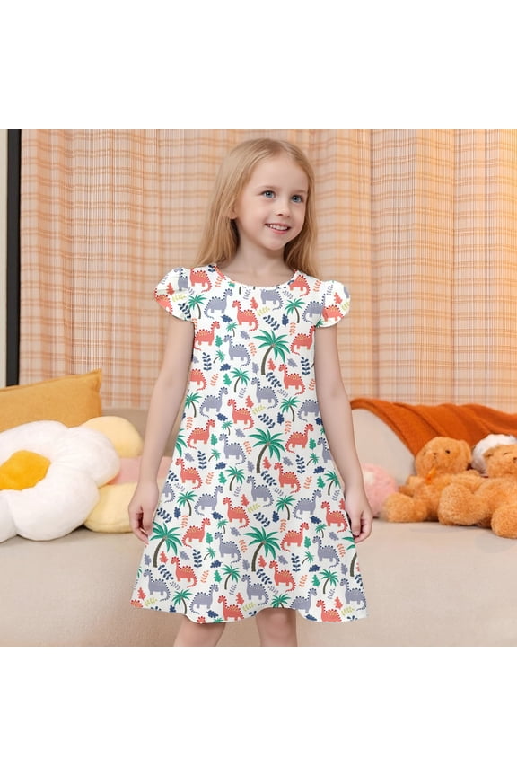 Girls' Dresses Summer Casual Sleeveless Loose Fit Home Wear Comfortable Kids Clothes