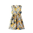 thumbnail image 1 of Girls Dresses Summer Crew Neck Sleeveless Casual Beach Floral Prints Party Dresses Baby Girl Dress Yellow 4 Years-5 Years, 1 of 3