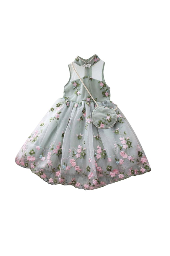 Girls Dresses Summer Dress Sleeveless Lace Summer Party Flower Dresses Princess Embroidery Tulle Dress&Skirt Summer Dress,Size 2 Years-3 Years
