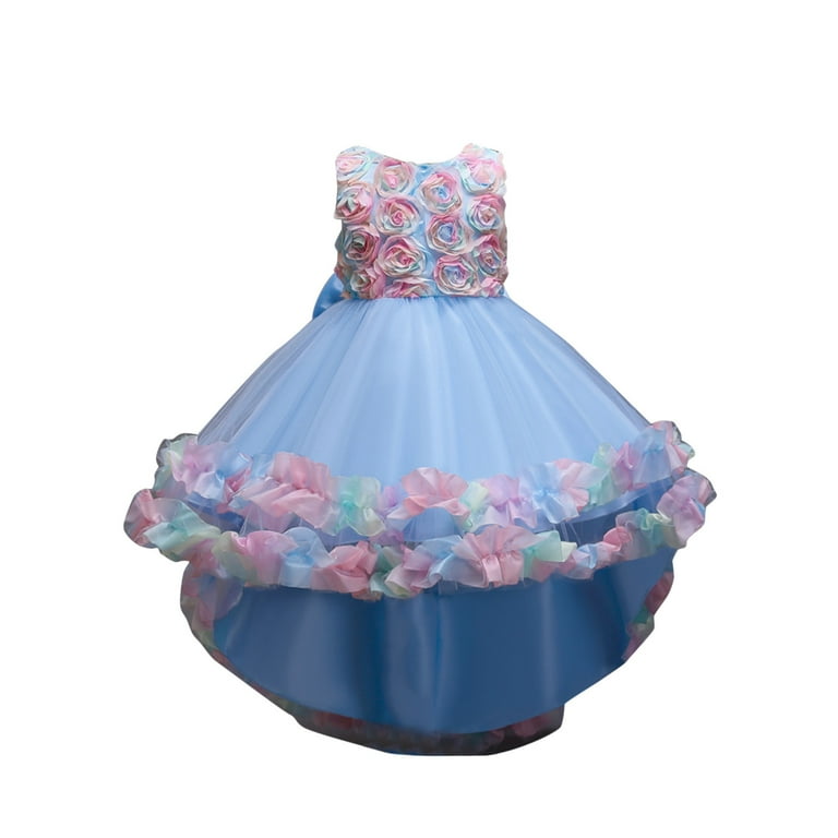 Girls Dresses Summer Prints Sleeveless Party Hoilday Costome Court Style Tulle Mesh Dress Princess Clothes Flowy Beach Dress,Size 9 Years-10 Years