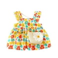 thumbnail image 1 of Girls Dresses Summer Ruffles Floral Print Fly Sleeve Princess Dresses Bag Set Baby Girl Dress Yellow 2 Years-3 Years, 1 of 6