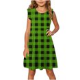 thumbnail image 1 of Girls Dresses Summer Size 4-14 Cute Ruffle Sleeveless Crewneck Sundresses Teens Juniors Plaid Printed Pullover Beach Midi Dress, 1 of 7