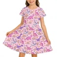 thumbnail image 1 of Girls Dresses Summer Short Sleeve Crewneck Cute Cartoon Animal Print Casual Dress for Girls Size 9-10Y, 1 of 5
