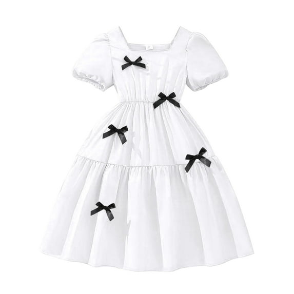 Girls Dresses Summer Short Sleeve Prints Dress Dance Party Dresses Clothes Kids Sundress,Size 9 Years-10 Years