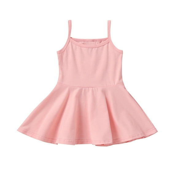 Girls' Dresses Summer Sleeveless Solid Print Vest Kids Clothes