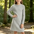 thumbnail image 1 of Girls Dresses Sweater Dress Size 10-11 Long Sleeve Mock Neck Ribbed Knit Girls Fall Dresses Soft Midi Dress Gray, 1 of 5