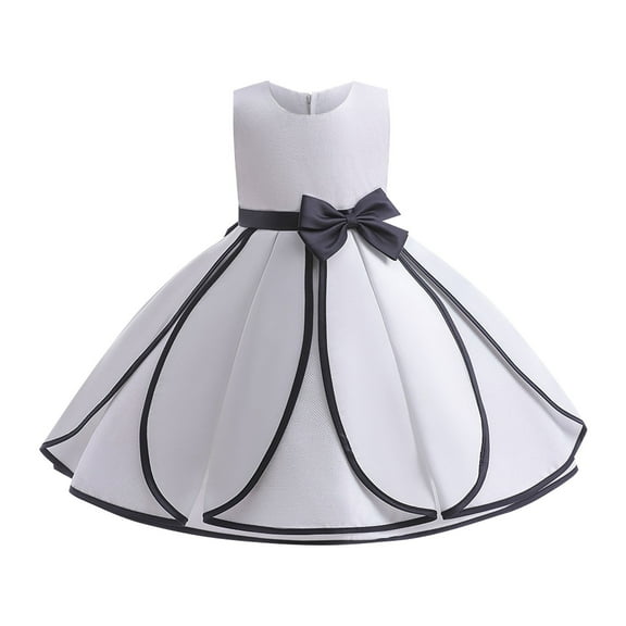 Girls Dresses The Eldest Long Skirt Princess Dress Party Attended The Event Girls White Dress,Size 5 Years-6 Years