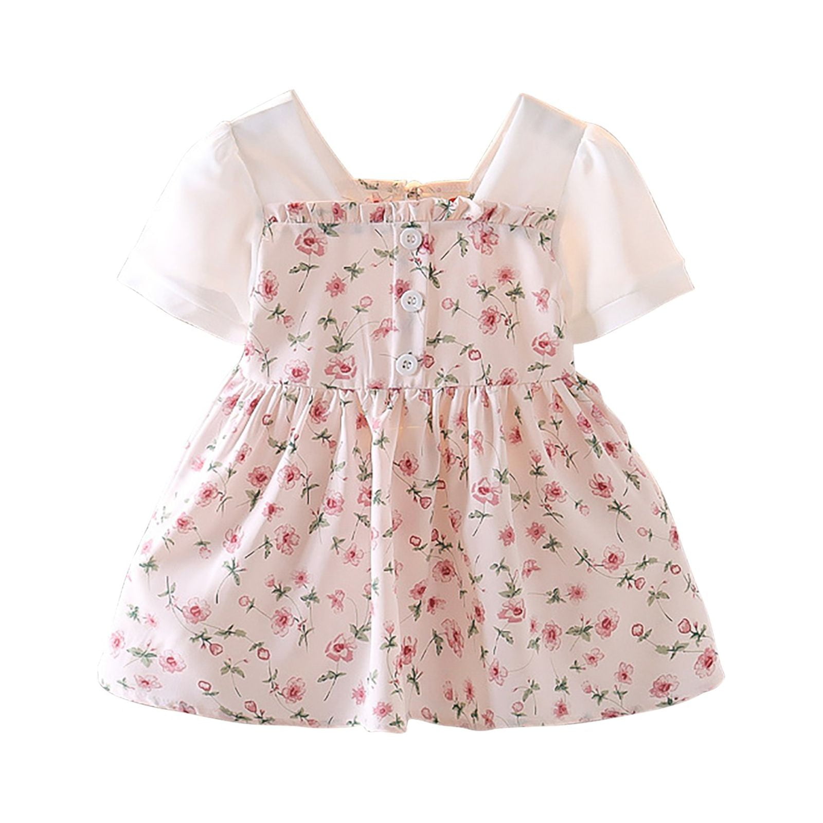 Girls Dresses Thin Summer Floral Short Sleeved Fashion Bucolic A Line ...