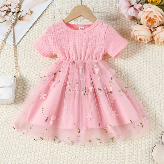 Girls' Dresses Tlle Summer Ruffle Sleeveless Fashion Casual Kids Clothes