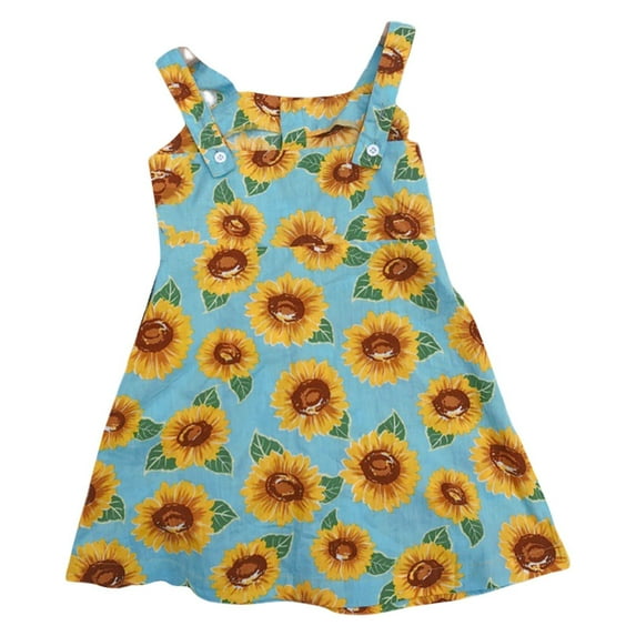 Girls' Dresses Toddler Baby Summer Suspenders Casual Floral Printed Cute Dresses Party Beach Princess Dress Size 7 Y-8 Y