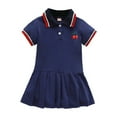 thumbnail image 1 of Girls Dresses Toddler Kids Girls Summer Solid Polo Dress Short Sleeve Breathable Lightweight Casual Dresses Baby Dress Navy 1 Years-2 Years, 1 of 3