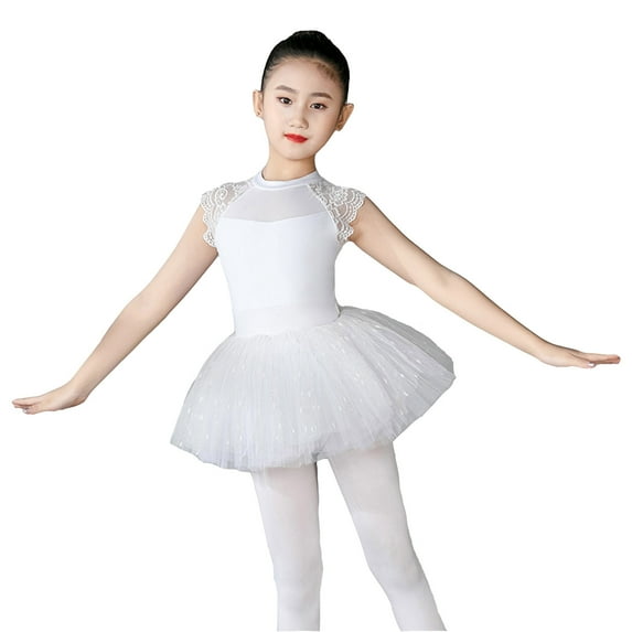 Girls' Dresses Toddler Kids Girls Suspenders Glitter Dance Dress Ballet Tutu Dress Leotard Ballerina Outfit Baby Dress White 12 Years-13 Years