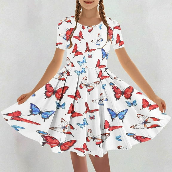 Girls' Dresses Toddler Summer Dress Crewneck Dresses Little Girls Dresses Size 12-18 Months Home Wear Clothes Birthday Party Outfit for Kids Vestido De NiñA Para CumpleañOs 9 Years