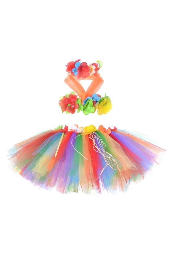 Girls Dresses Tropical Luau Skirt Beach Bonfire Dance Theme Celebration Kids Clothes