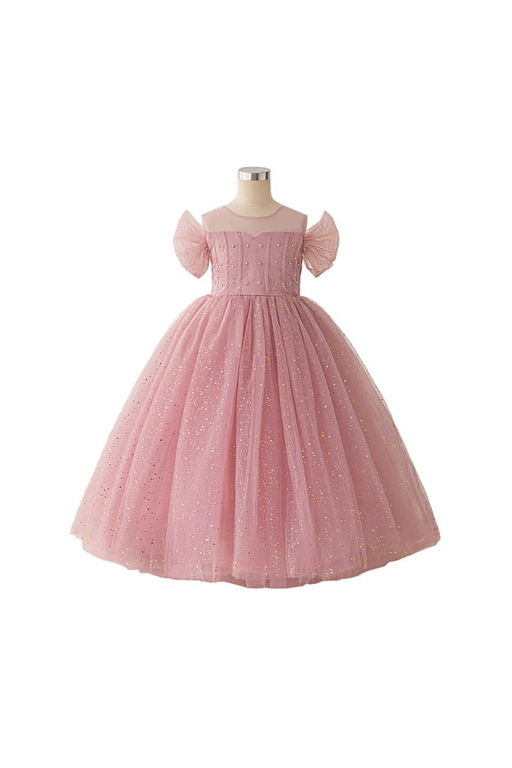 Girls Dresses for Birthday - Beaded Puffy Gown for Kids Pageant Walk, Elegant Party Dress for Special Occasion and Formal Performance