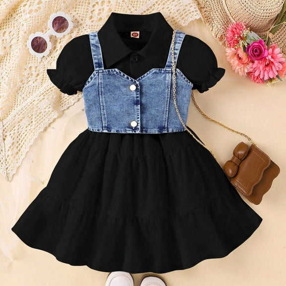 Girls Dresses for Kids Style Summer Outfit Short Sleeve Shirt Dress for Children Elegant Pageant Attire for Parties and Celebrations