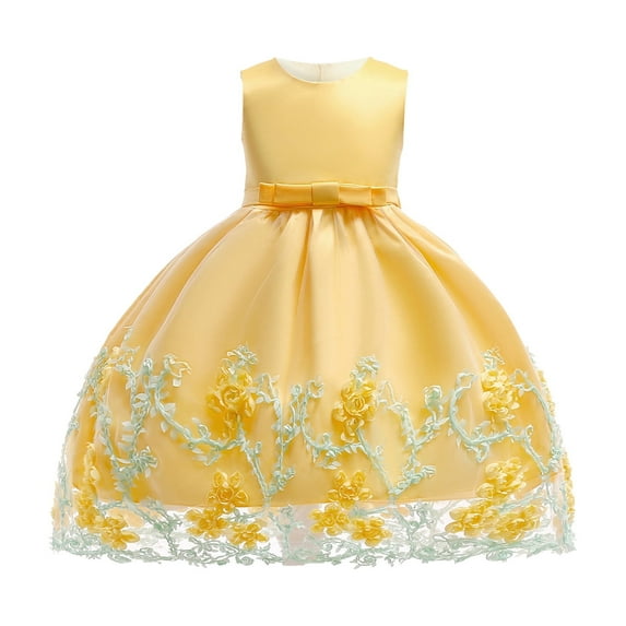 Girls Dresseses Wedding Party Sleeveless Causal Dress Flower Pink Dress for Girls