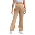 thumbnail image 1 of Girls Dressy Bottom Flare Pants School Uniforms Stretchy Leggings Trousers (Khaki 7-8 Years), 1 of 4
