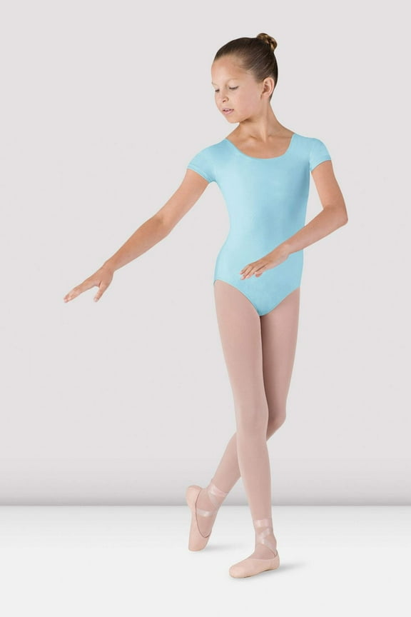 Girls Dujour Cap Sleeve Leotard, Pastel Blue
