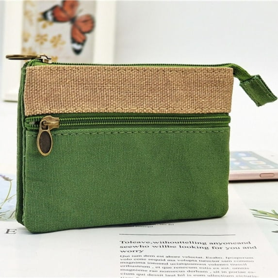 Girls Durable Portable Women Card Bag Cotton Coin Purse Change Money Organizers Pouch Wallet GREEN