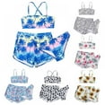 thumbnail image 1 of Girls Durable Swimsuit for Toddler Kids， Bikini Bathing Suits with Fashion ShortsTank Top+Underwear 3-Piece Set, 1 of 7