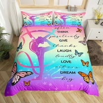 Duvet Cover Twin Teens Gymnastics Bedding Set, Exercises Sports Comforter Cover Hippie Galaxy Bed Set, Stars Print Bedding Gymnastics Lovers Gifts 2pcs (Zipper Closure)