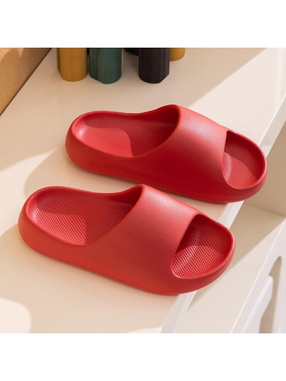 Girls EVA Foam Chunky Platform Slide Sandals Slip-resistant Lightweight Cushioned Quick Dry Summer Beach Pool Shoes Red,Size 34