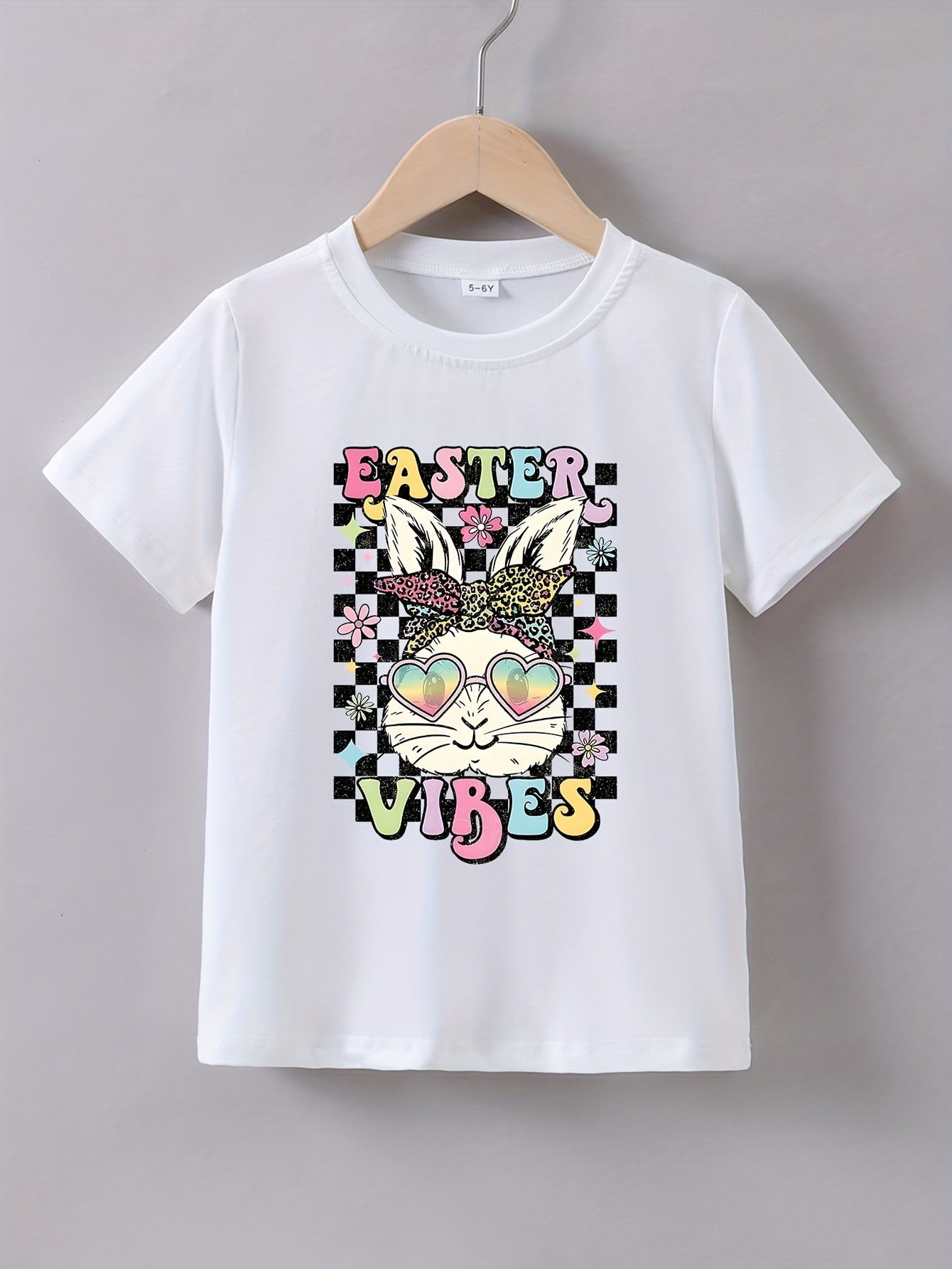 Girls' Easter Bunny Graphic Tee - Soft & Stretchy Short Sleeve T-Shirt ...