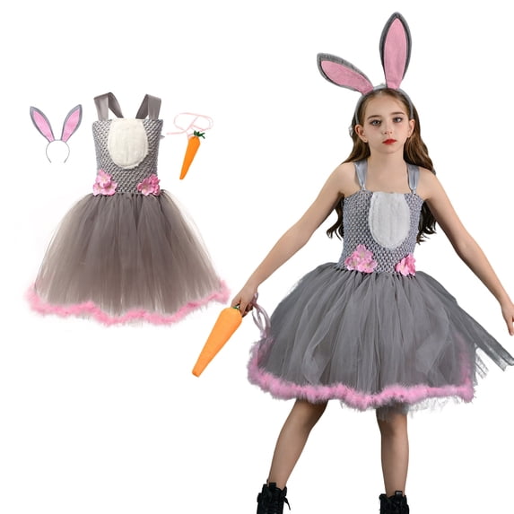 Girls Easter Sleeveless Tutu Tulle Dresses and Headband Set Dress up Performance Stage Outfit Girls 4-5 Years Outfits