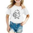 thumbnail image 1 of Girls' Easter Cute Diy Rabbit Egg Pattern T Shirt Everyday Top White 12Y-13Y, 1 of 6