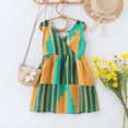 thumbnail image 1 of Girls Easter Dress Bowknot Design Dress Ruffle Short Sleeve Cute Summer Dresses for Teens Casual Spring Dress (Green,6-7 Years), 1 of 6