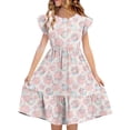 thumbnail image 1 of Girls Easter Dress Pastel Multicolor Ruffle Sleeve Tiered A-Line Dress Spring Church Outfit for Kids 5-14 Years,Size 9 T, 1 of 7