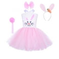 thumbnail image 1 of Girls Easter Outfit Cute Bunny Holiday Party Tutu Dress with Headband Carnival Dress Up Pink 7-8 Years, 1 of 7