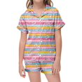 thumbnail image 1 of Girls Easter Pajamas Size 8 Easter Paint Lapel Short Sleeve Soft Buttons 2 Piece Pjs for Girls Kids Pink,10-11Y, 1 of 5